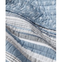 Blue Cotton Reversible 2-Piece Quilt Set, Twin