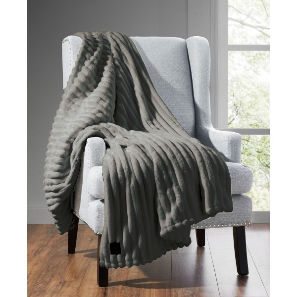 Ribbed Faux Fur Heated Throw, 50