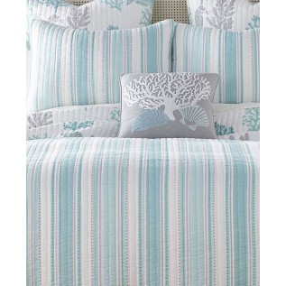 Coral Stripe Reversible 2-Pc. Quilt Set, Twin